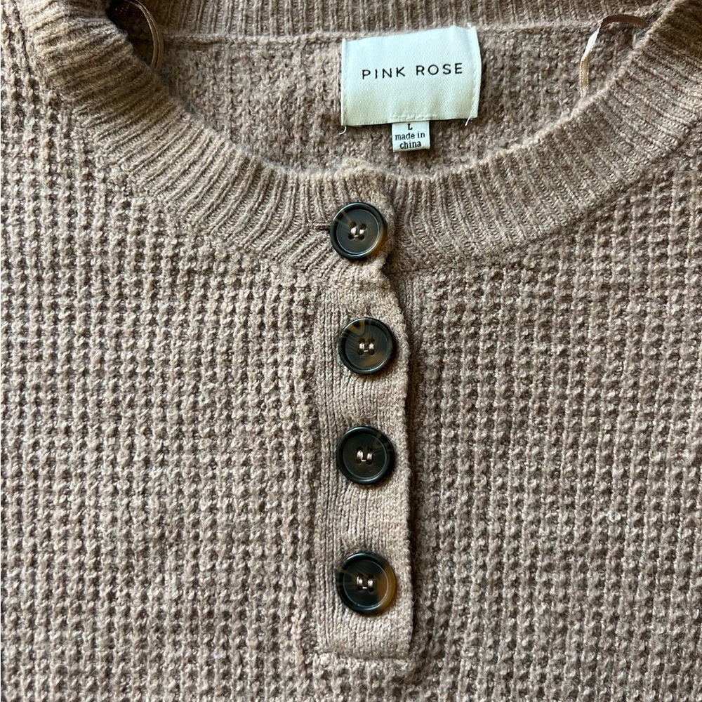 Pink Rose Women's Light Brown Sweater
